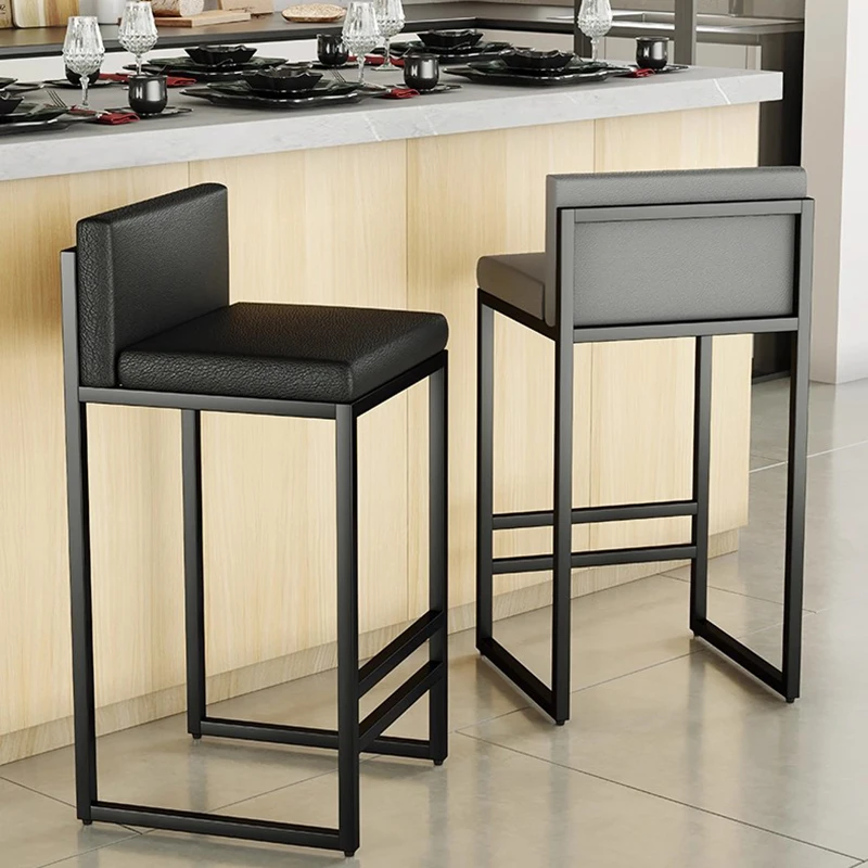 Cadeiras de bar de couro para restaurante, metal moderno, confortável, altura relaxante, cadeiras de bar de cozinha, estética macia, móveis para casa