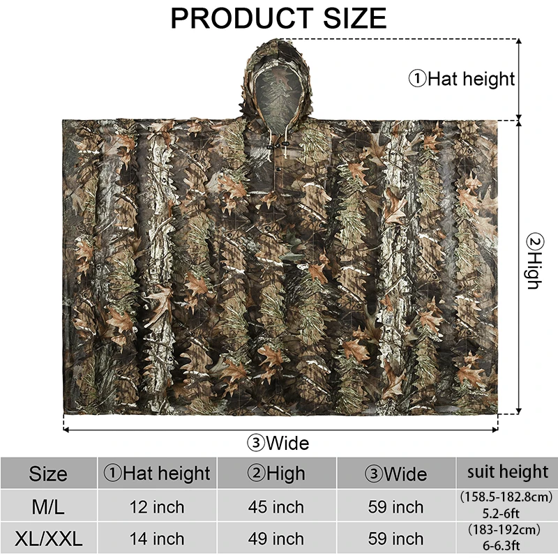 Tactical Hunting Clothes Field Jacket Camouflage Suit Cs Game Bird Watching With Drawstring Wildlife Photography