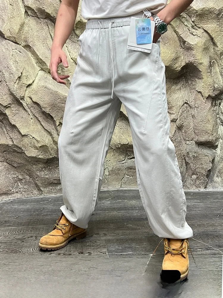 

Line! Lenzing Lyocell Linen Blend! 3D Tailoring Spring Summer Thin Breathable Casual Pants Straight Leg Zipper mid W...