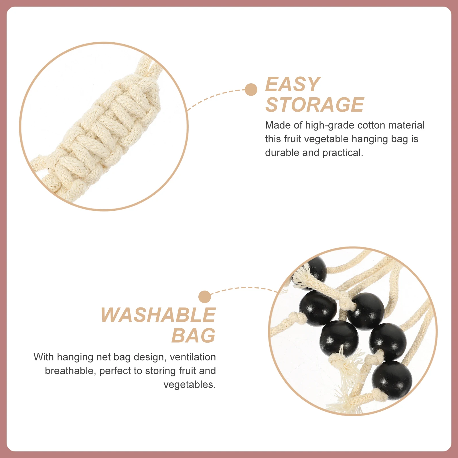 

Banana Storage Rope Handwoven Cotton Rope Banana Hanger Wooden Bead Hanging Storage Indoor Outdoor Kitchen Decor