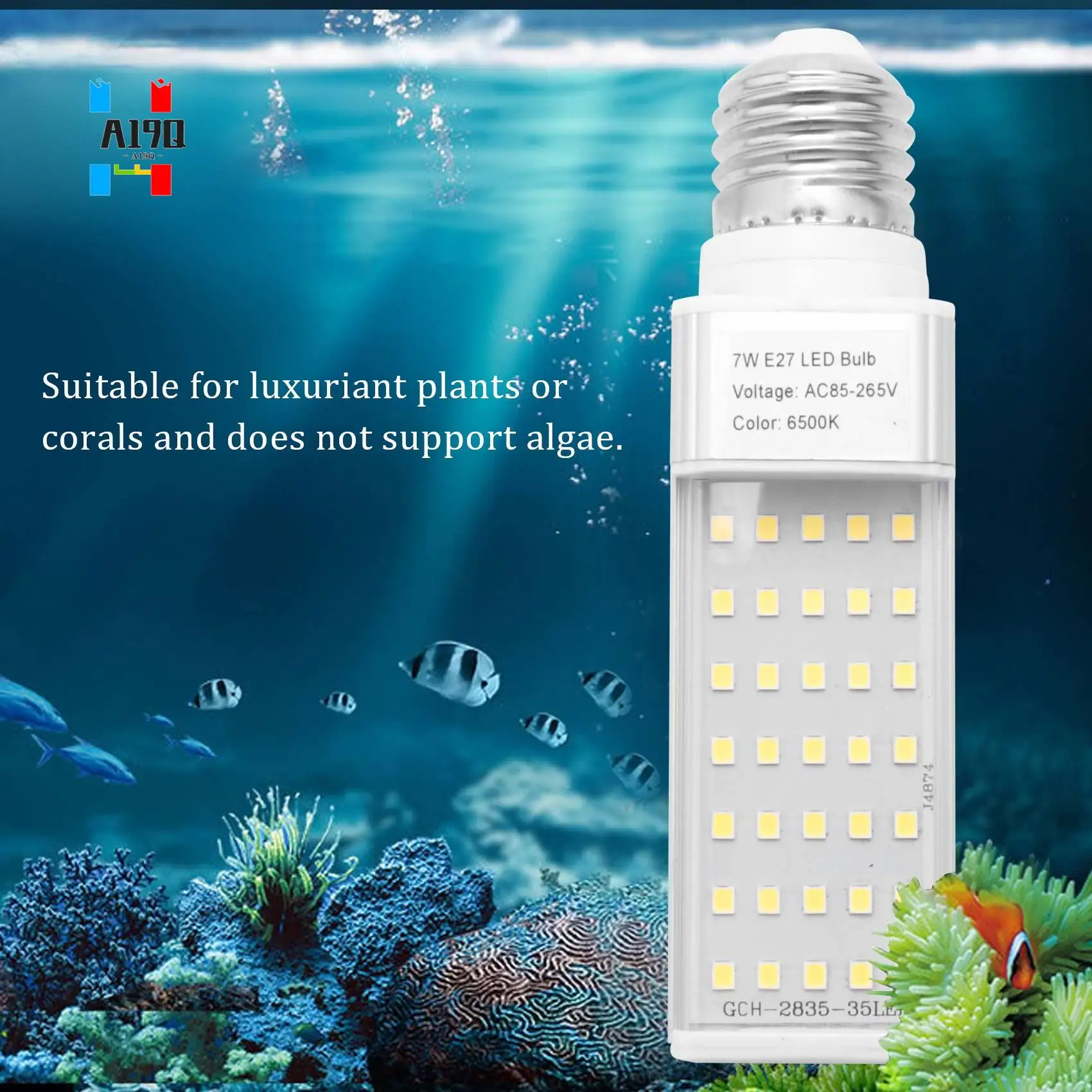 A19Q-Fishpod White Plant Aquarium 7W Grow Light LED Tank Fish Coral Bulb E27 Lamp