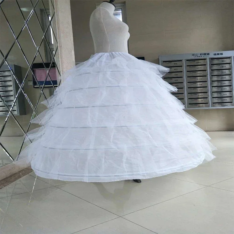 6 Hoops Big White Petticoat Super Fluffy Crinoline Slip Underskirt For Wedding Dress Bridal Gown