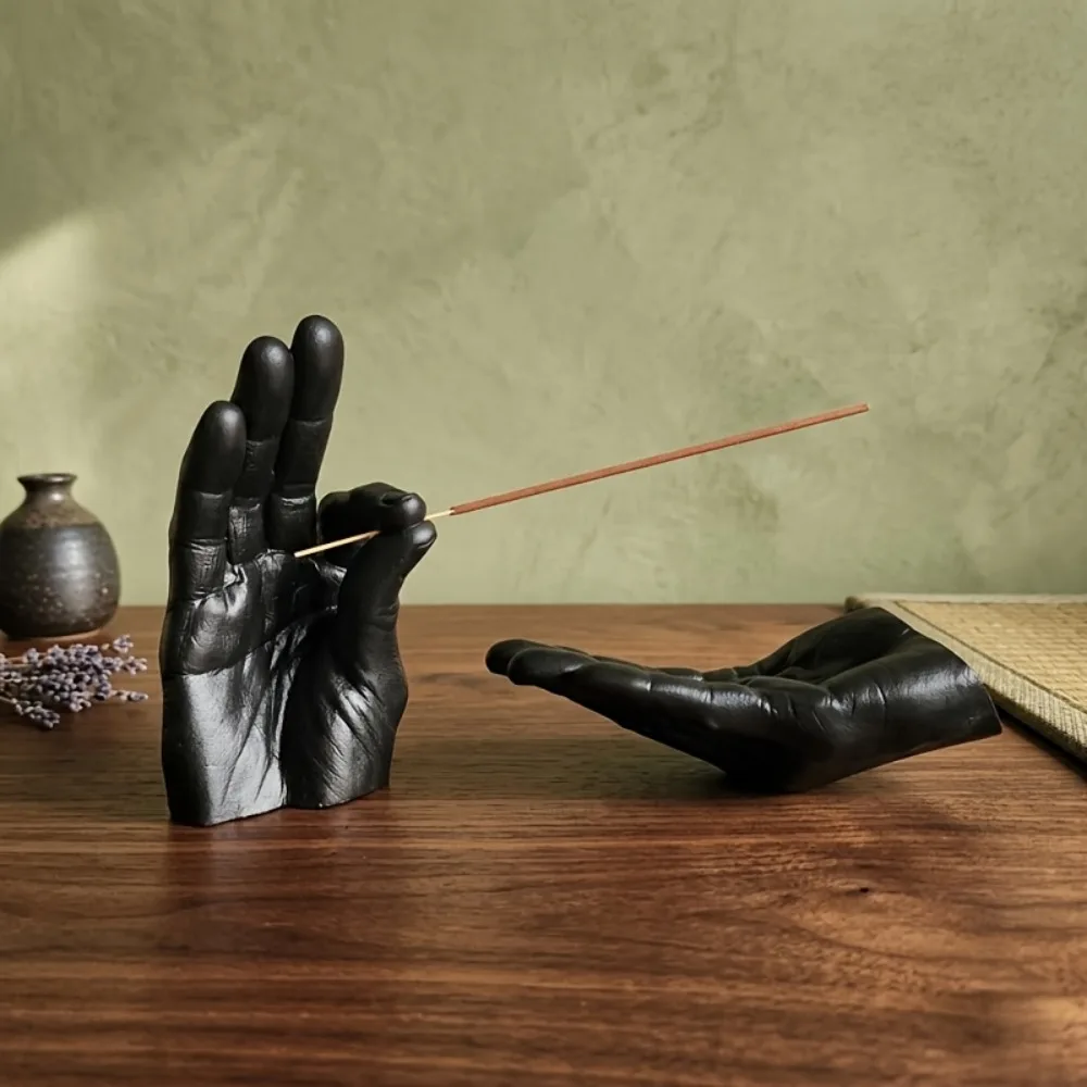 Resin Palm Shape Incense Holder Simulated Decorative Incense Stick Holder Quaint Gesture Aromatherapy Incense Censer Yoga Room