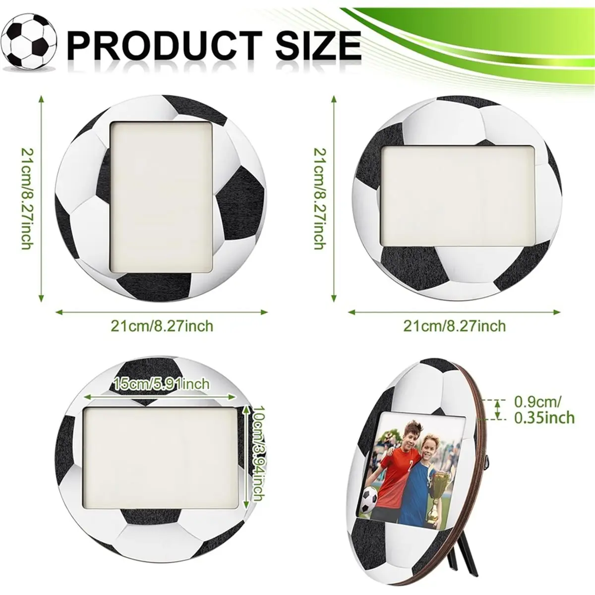2026 Trend 3Pcs Sport Picture Frame Sport Themed Wooden Photo Frame Baseball Soccer Tabletop Picture Frame for Souvenirs