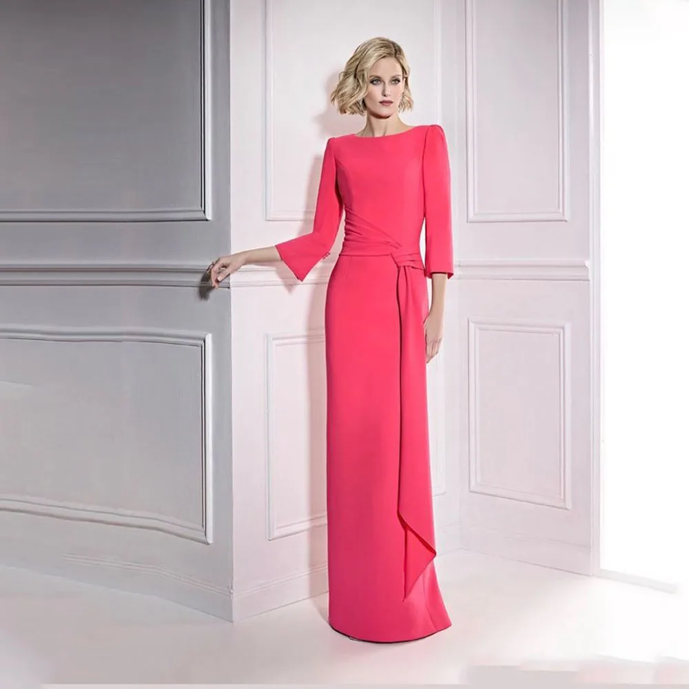 

Elegant Mermaid Mother of the Bride Dresses for Weddings 3/4 Sleeves Evening Dresses for Women Ankel Length Wedding Guest Gown