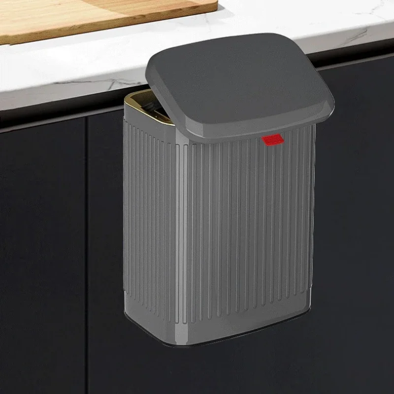 Wall Mounted Kitchen Trash Bin Stainless Steel Luxury Trash Can Large Capacity Food Waste Litter Bins Home Bathroom Accessories