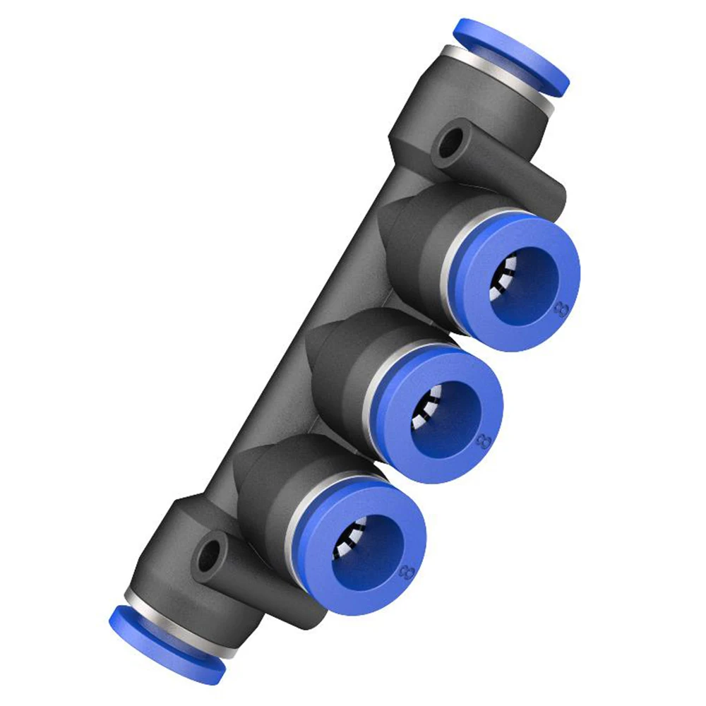 5Pcs PK PKG Plastic 5-Way Quick-Connect Pneumatic Air Distributor, Straight/Reducing Connectors for 4/6/8/10/12mm Tubing