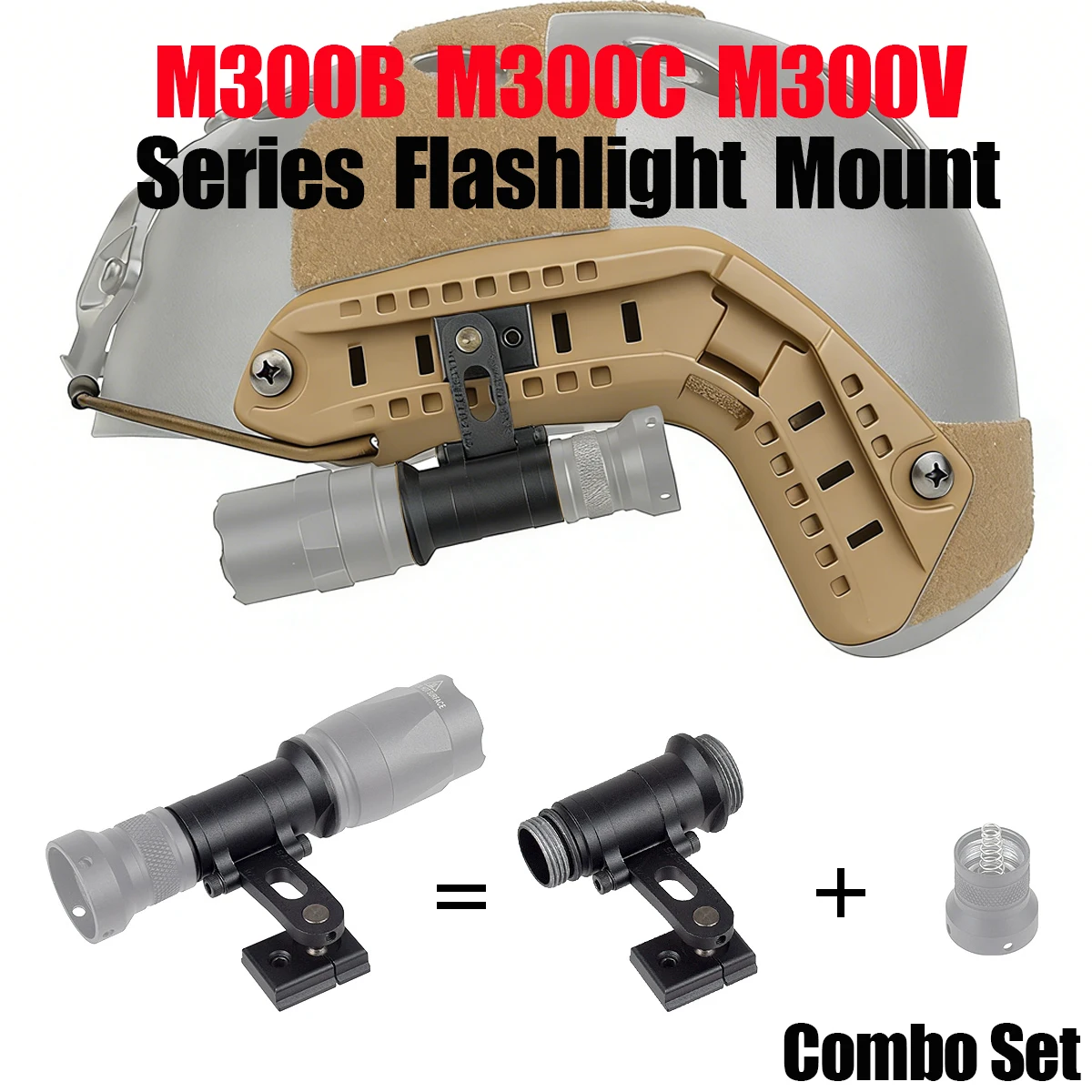 

Tactical SureFir M300B M300C M300V Scout Light Series FAST ARC Helmet Mount Side Guide Rail Accessories For Flashlight M300 M600