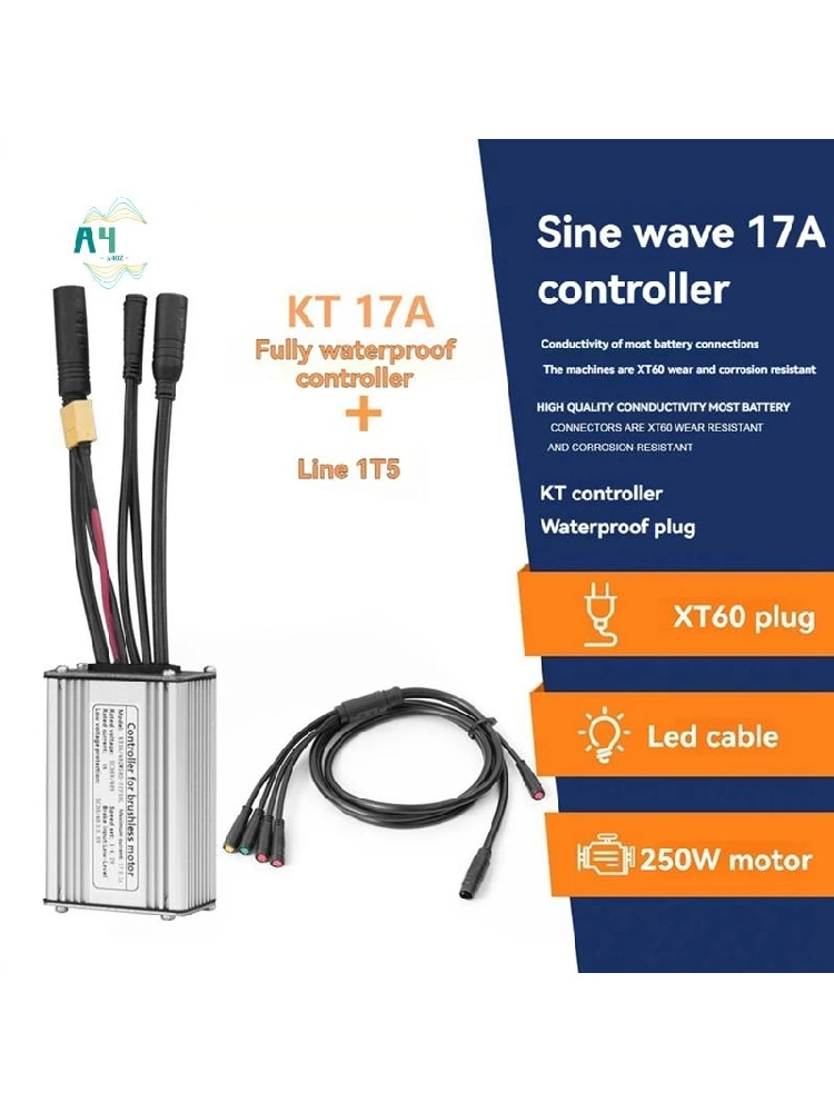 AliExpress NONE A40Z-Electric Bicycle Controller With 1T5 Light Wire KT-17A Waterproof Sine Wave Controller Essential E-Bike Accessory