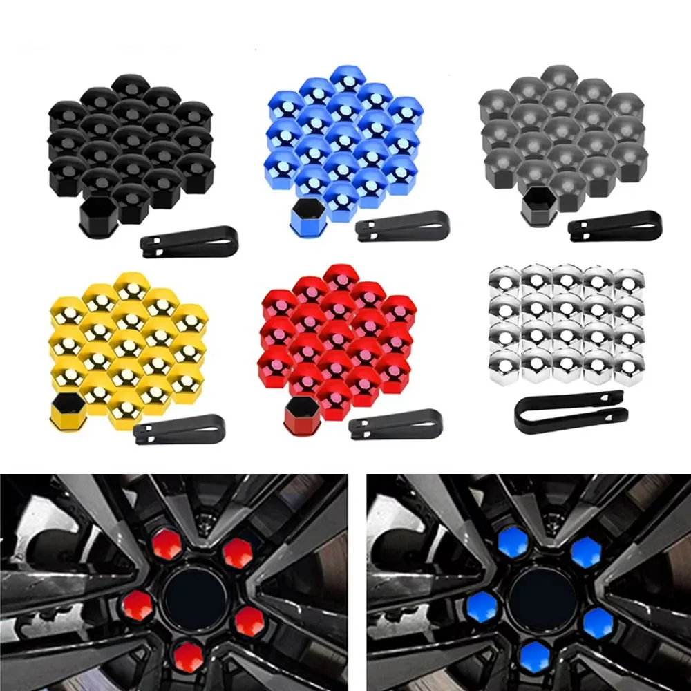 20/40/60/80Pcs Car Wheel Nut Caps Auto Hub Screw Cover 19mm Bolt Rims Exterior Decoration Special Socket Protection Dust Proof