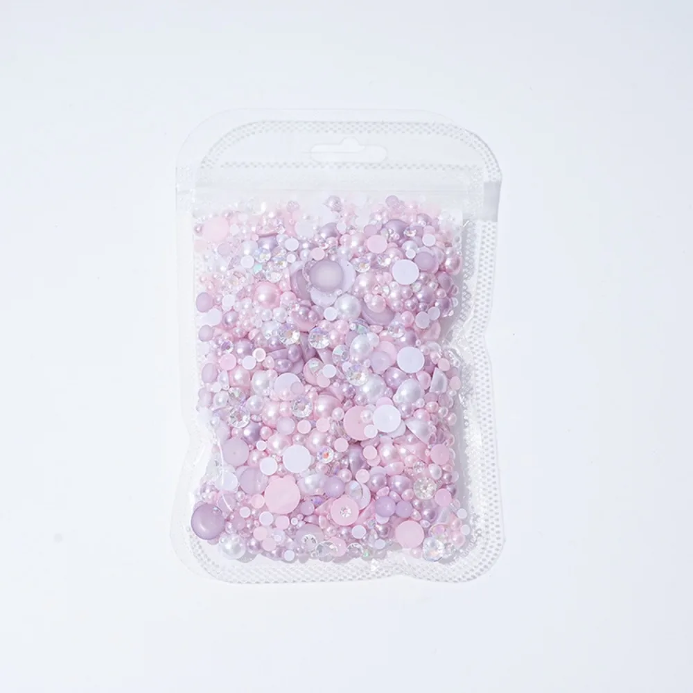 Set 30G Mermaid Pearl Beads Mixed Size Flat Back AB Pearl Resin Half Round Circular Pearls for Nail Art Makeup and Craft Jewelry
