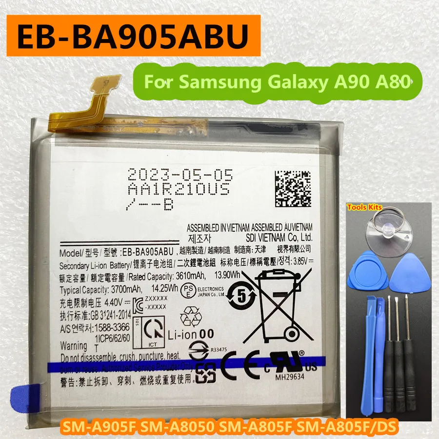 New EB-BA905ABU 3700mAh Battery For Samsung Galaxy A90 A80 SM-A905F SM-A8050 SM-A805F A8050N SM-A805F/DS Batteries + Tools