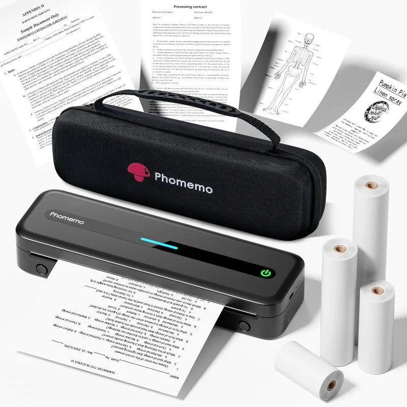 Portable printer, wireless travel printer, 8.5'' x 11'' thermal printer supports multiple sizes