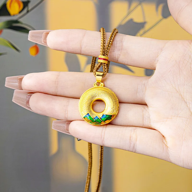 

Luxury 24K 9999 Pure Gold real gold Women's Vintage Oil Drop Brushed Pendant Pendant Necklace