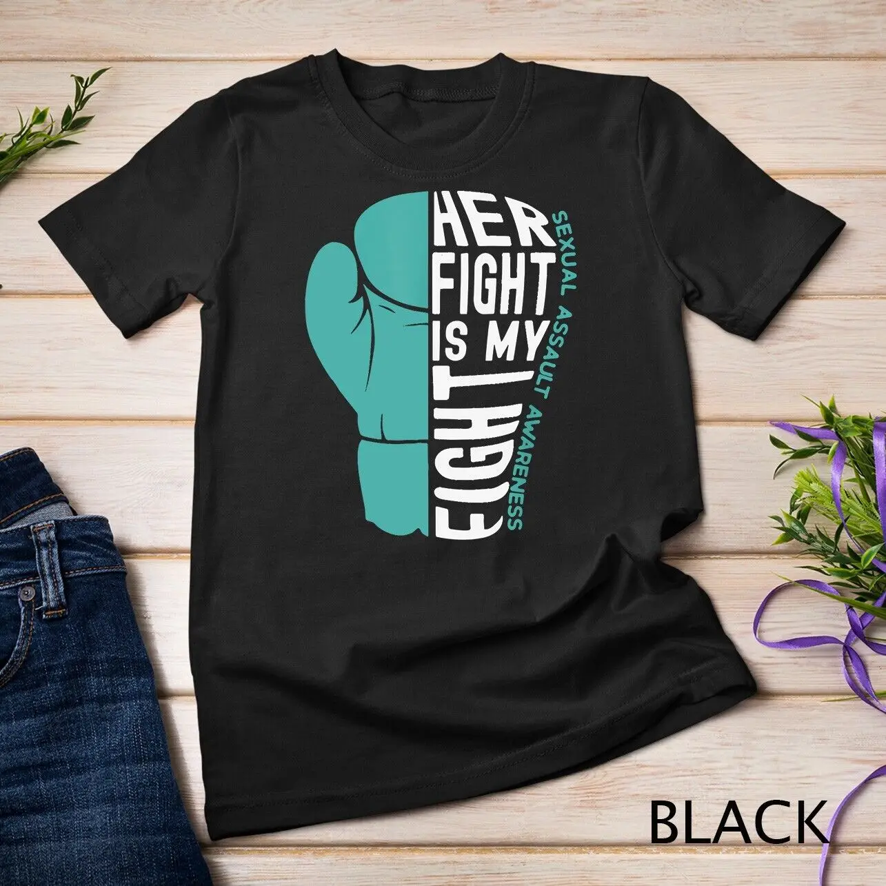 Her Fight Is My Fight Sexual Assault Awareness Boxing Glove Unisex T-shirt