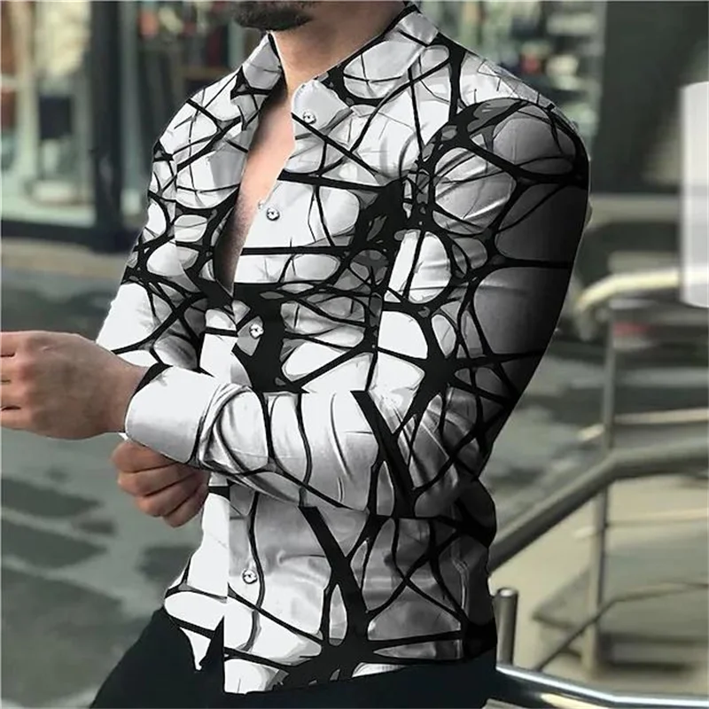 Luxury new 2023 men's shirt trendy single-breasted shirt casual pattern printing long-sleeved shirt men's party shirt S-6XL