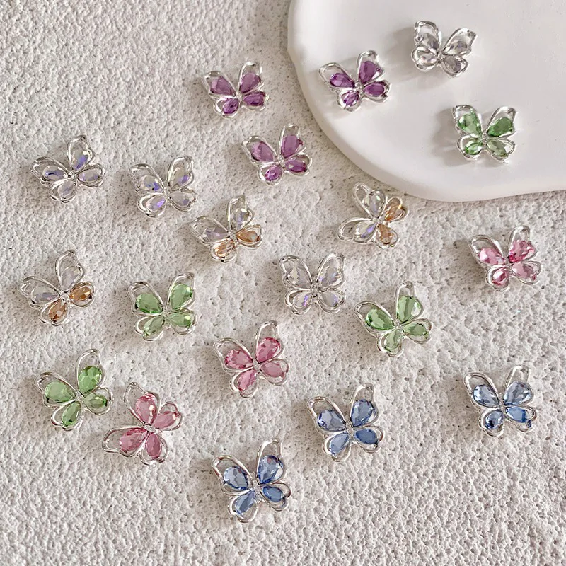 Sweet Luxury Butterfly Alloy Nail Art Charms 3D Resin Kawaii Accessories Nail Crystal Decorations Ice Clear Carft Ornament