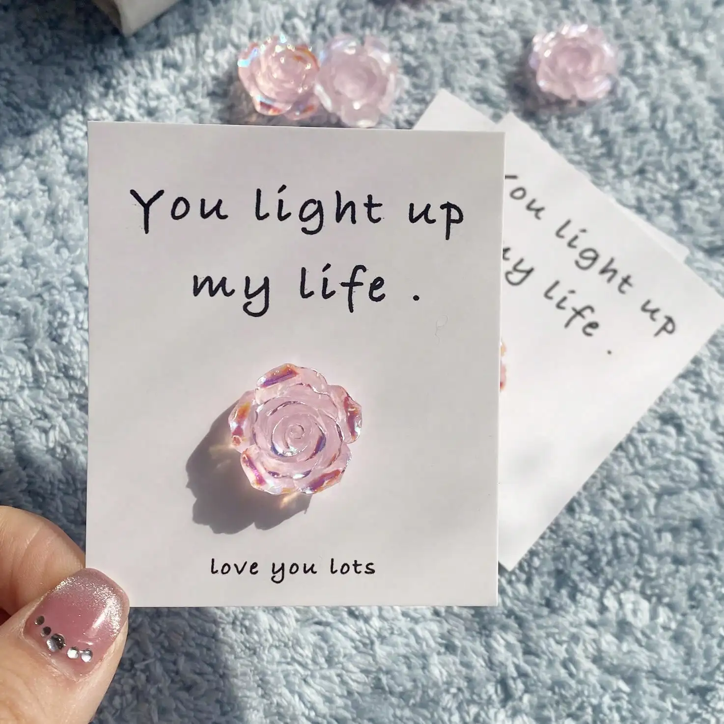 1pc, A Tiny Little Pocket Hug Poem Card,Thinking Of You Gift Cute Resin Animal Decoration With EncouragingGreeting Card