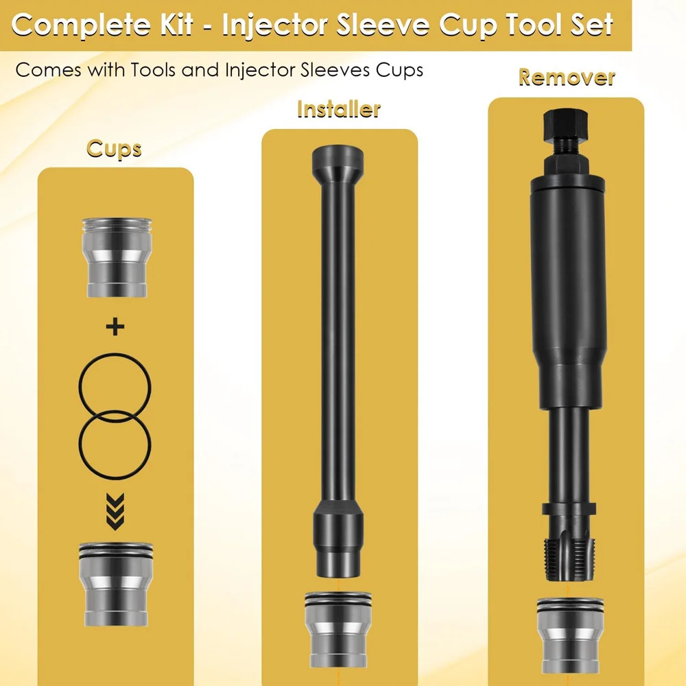 Injector Sleeve Cup Removal/Installer Tool With Parts Kit For CAT 3126/3126B Caterpillar C7 C9 with Style HUEI Injectors