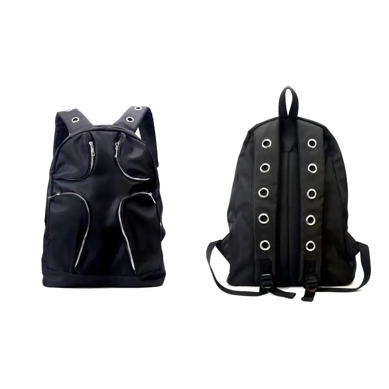 Mochila Unisex Nylon de alta capacidad Moda Correa hueca Moda Estilo callejero Mochila de alta capacidad