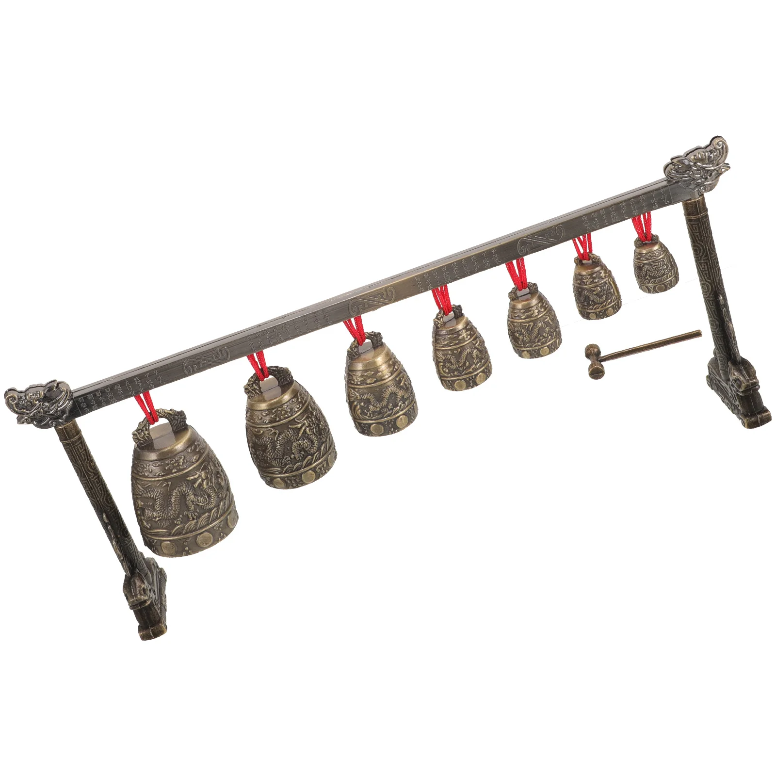 

Retro Chimes 7 Round Bells Zinc Alloy Instrument Melodious Sound Hand Coordination Compact Size Decorative Chinese Musical