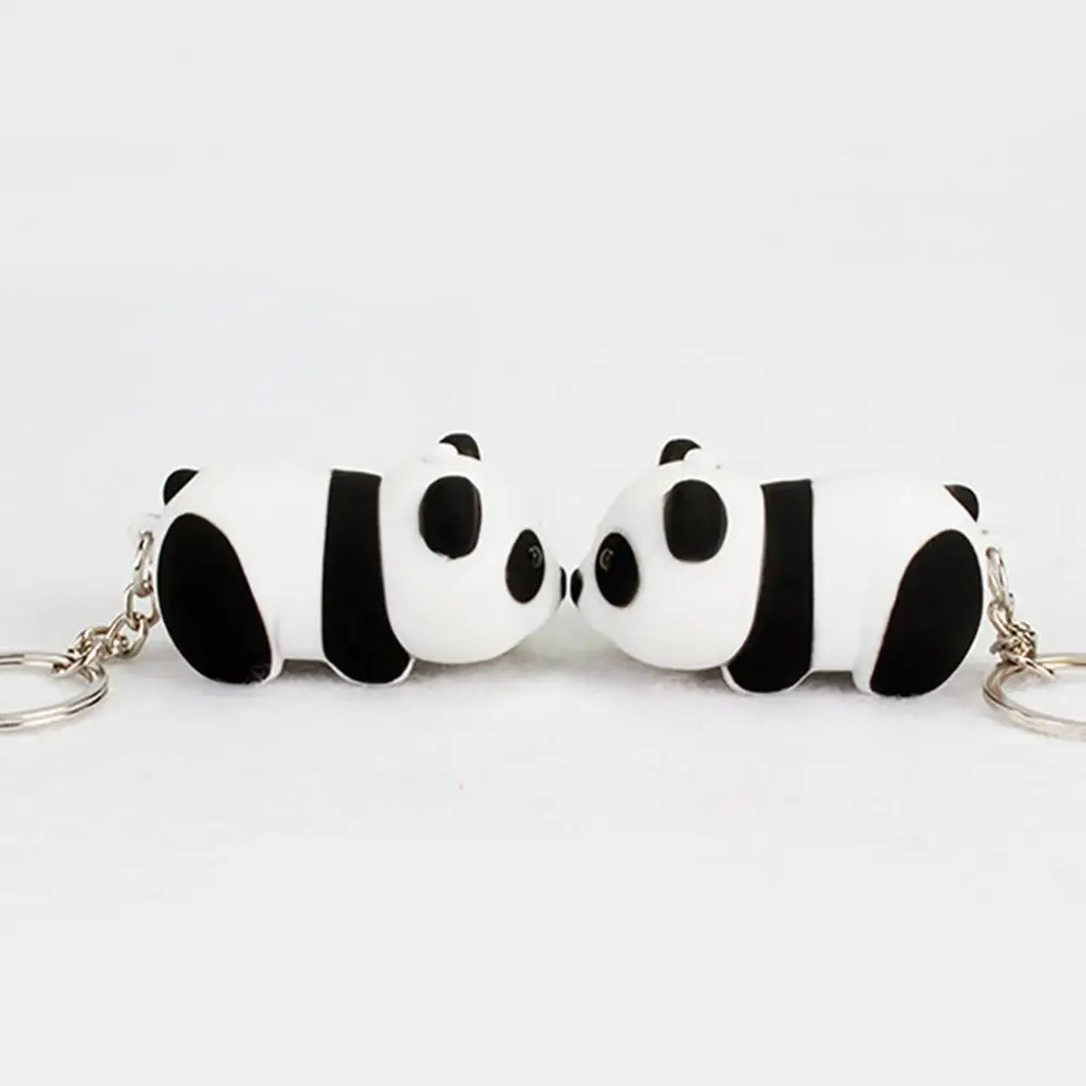 Cute Panda LED Sound Keychain Key Ring Pendant Car Handbag Hanging Decor Gift Bag Charm Accessories Car Keyholder Llaveros 키링