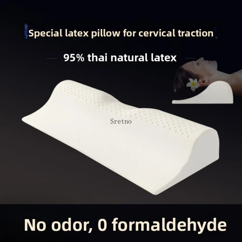Natural Latex Cervical Traction Neck Pillow Water Drop Shape 64x24cm Height 2-11cm, Neck Repair & Support for Sleeping, Home Use