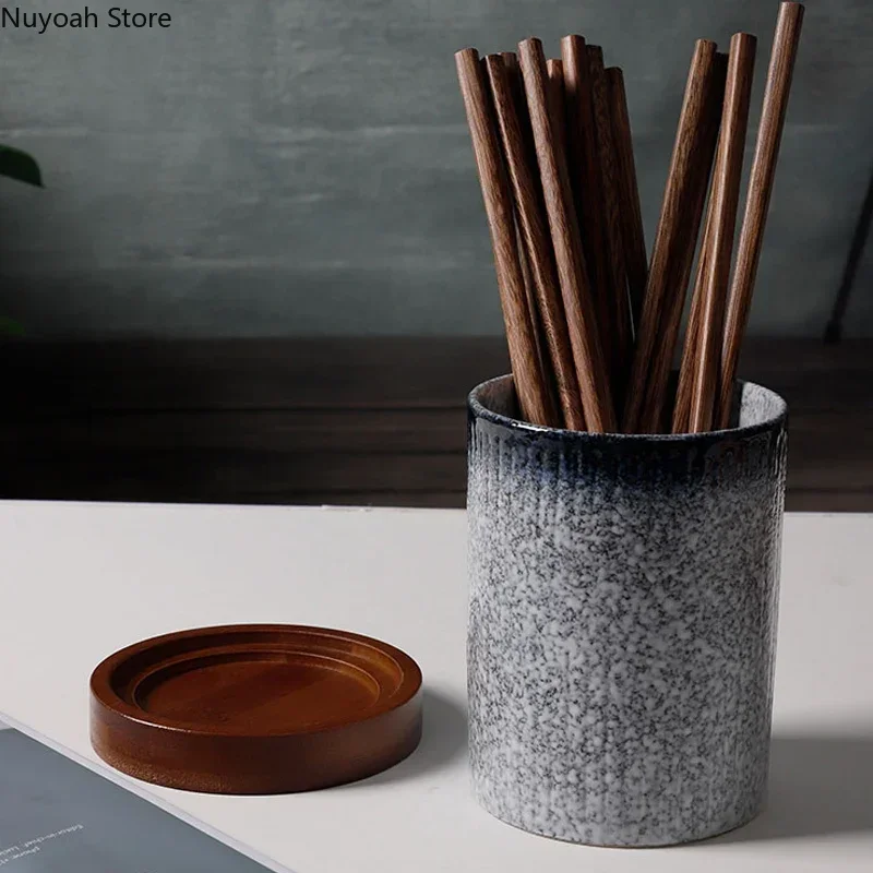 Drain Chopstick Holder Ceramic Household Kitchen Multifunctional Storage Tank Chopsticks Spoon Knife and Fork Storage Bucket