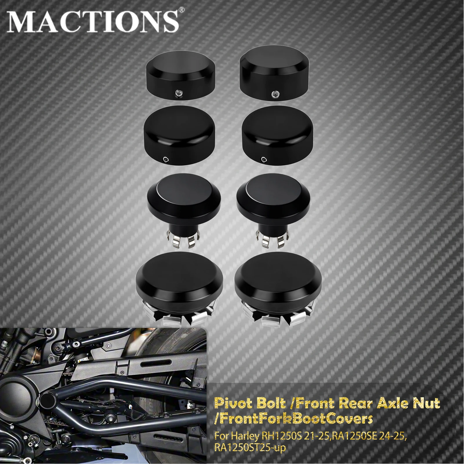 Motorcycle Front Rear Axle Nut Cover Pivot Bolt Cap Front Fork Boot Slider Shock Covers For Harley Sportster S RH1250S 2021-25