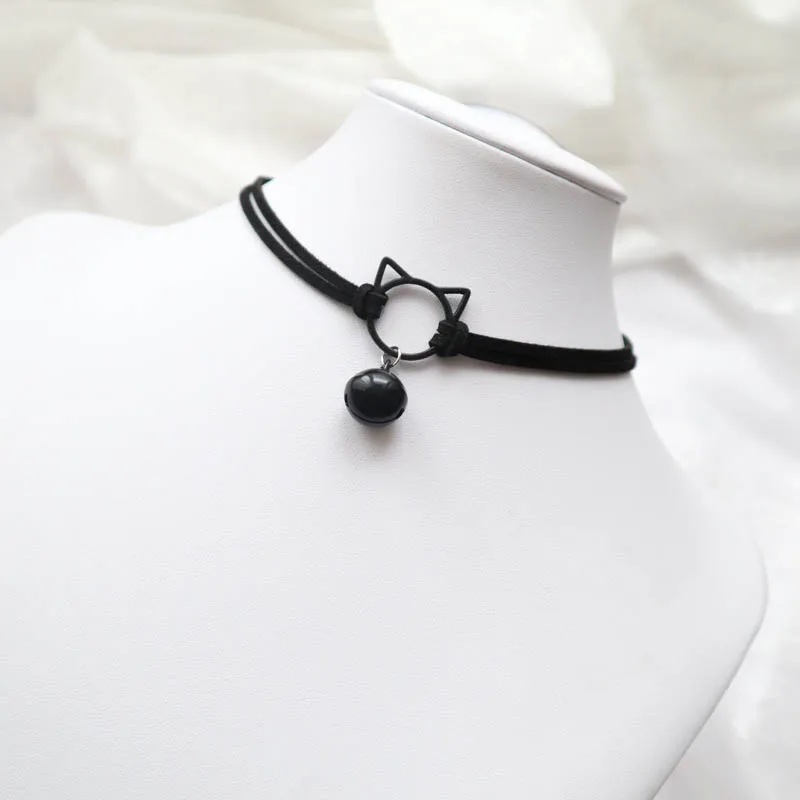 Openwork Cat Sexy Choker for Women Fashion Bead Pendant Necklace Clavicle Lady Jewelry Accessories Girl Gift