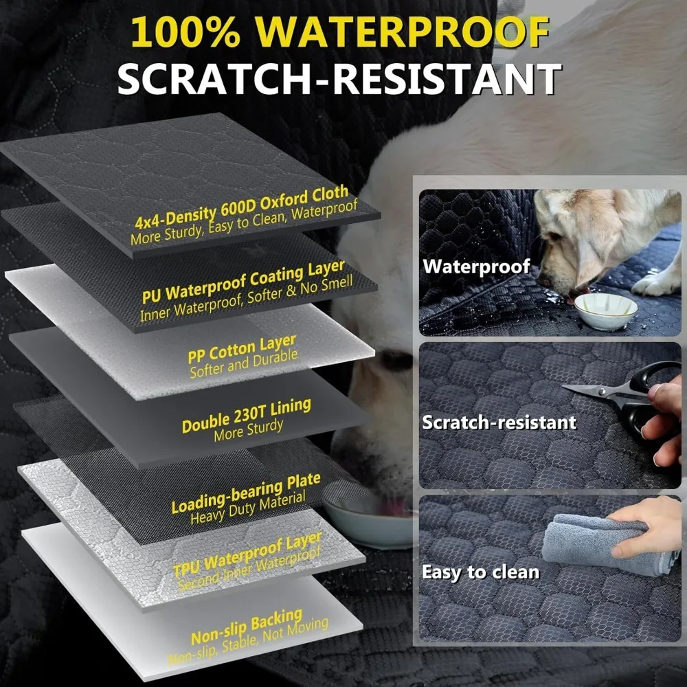 موسع المقعد الخلفي للشاحنة للكلاب، غطاء مقعد مطور مقاوم للماء مع حماية للباب، قاعدة صلبة، يحمل 400 رطلاً - الأفضل #5