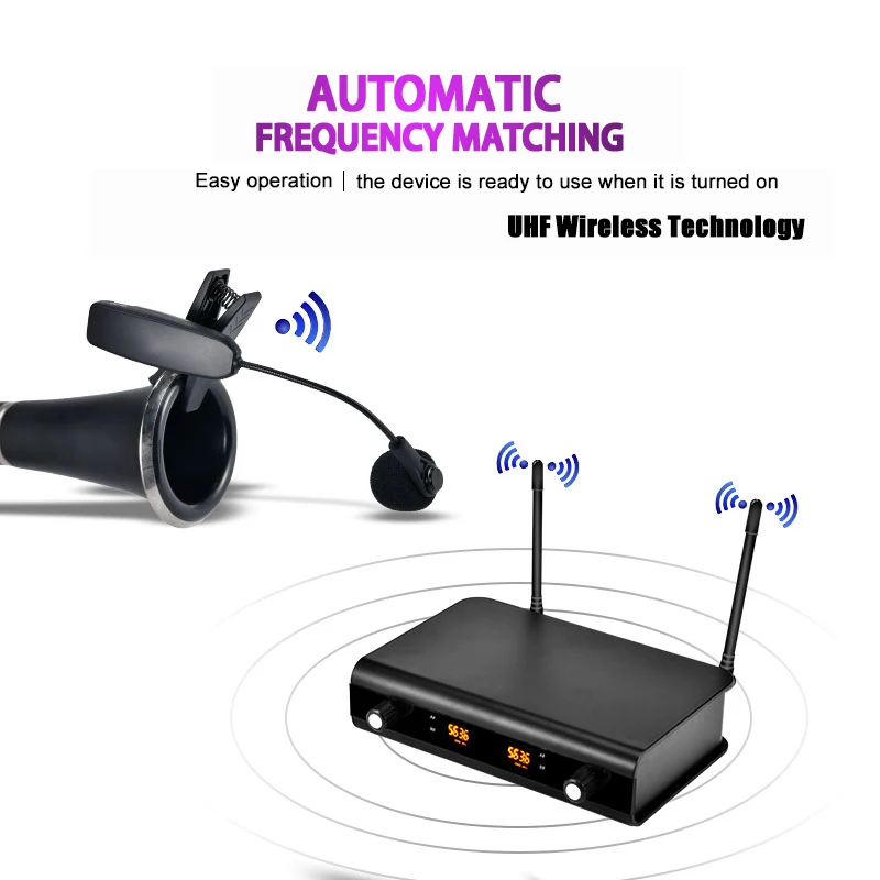 XTUGA micrófono UHF, instrumento inalámbrico, saxofón, 2 canales