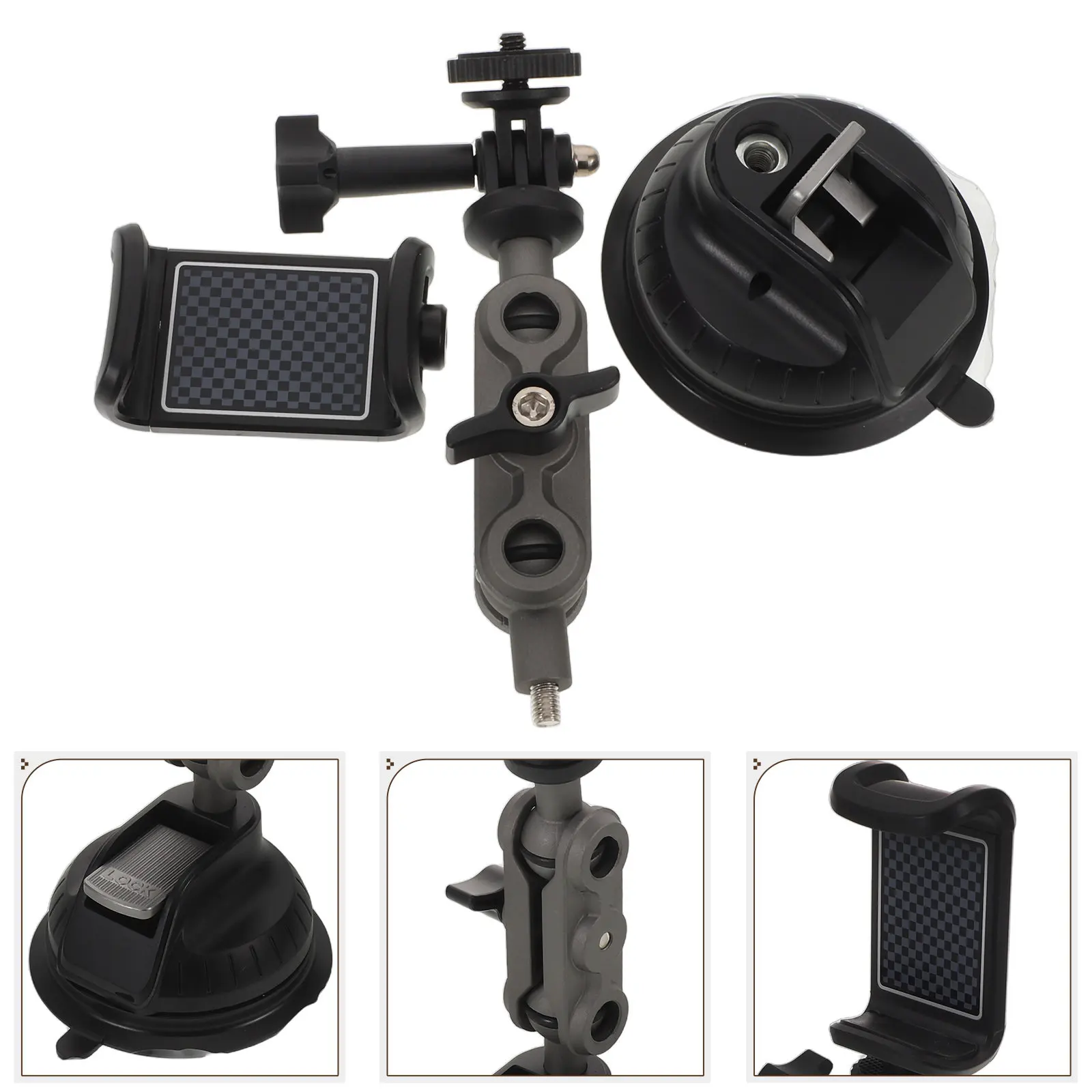 Action Camera Suction Cup Mount Black 360 Degree Rotatable Car Holder for Sports Cameras Driving Recorder Adjustable Clamp