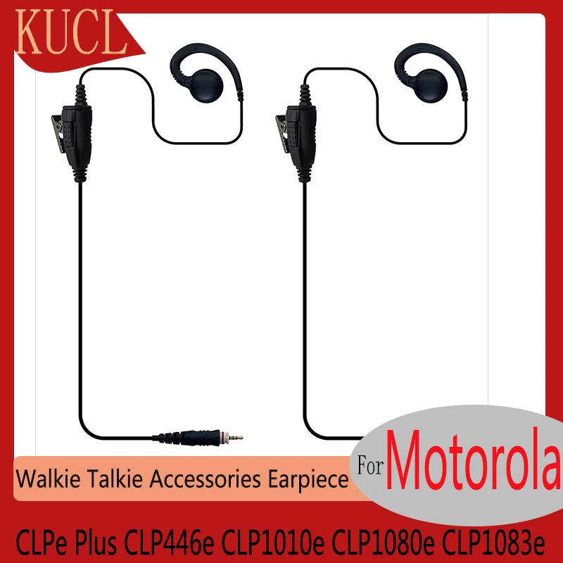 RISENKE-Walkie Talkie Earpiece with Mic for Motorola CLP446e, CLP1010e, CLP1080e, CLP1083e, Radio, C-Shape Headset, 2 Pcs