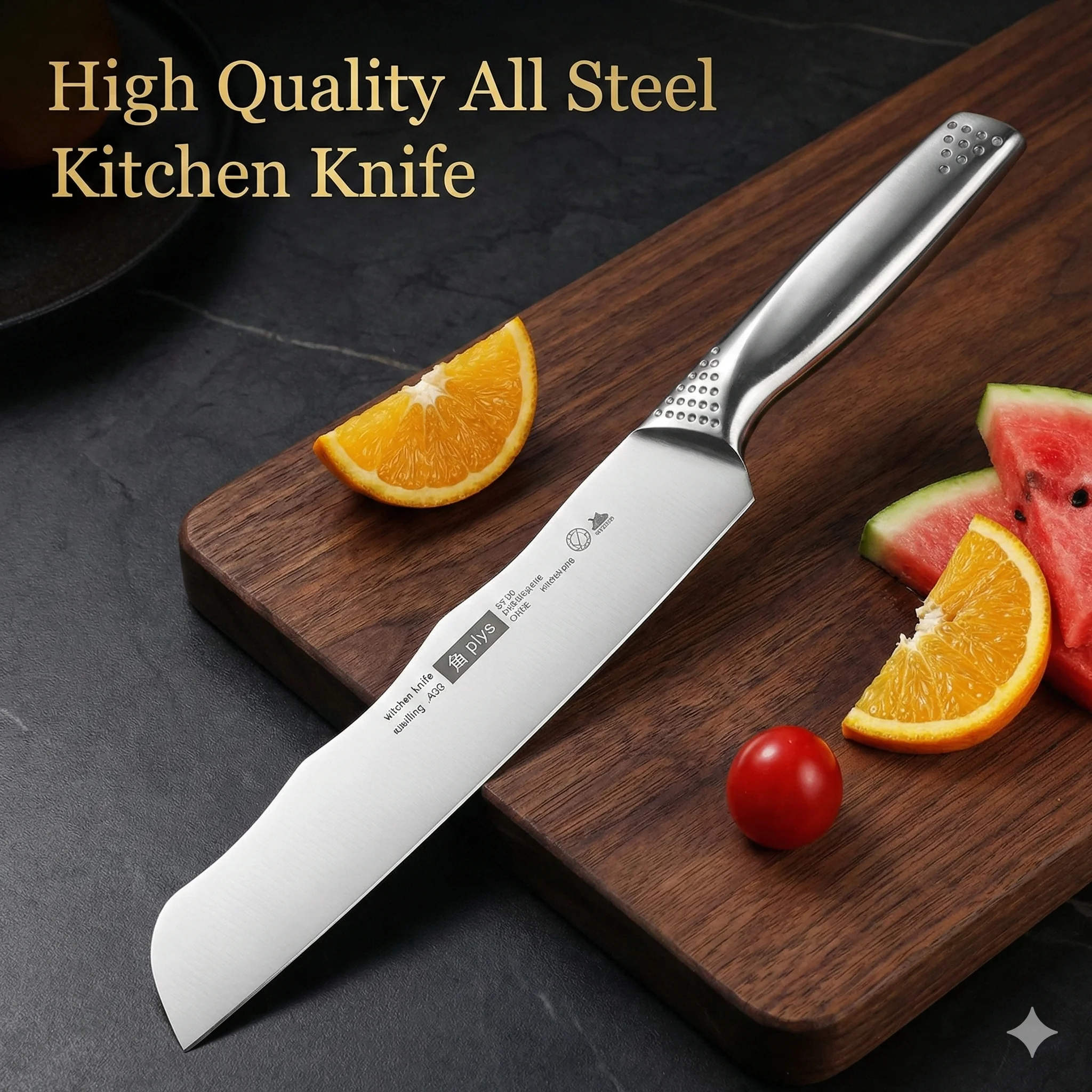 High Quality All Steel Chef Knife-Sharp Multi-Functional Kitchen Knife for Slicing Meat，Bread&Fruit,Ergonomic Handle with Cover