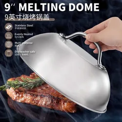 Stainless Steel Basting Cover Heatproof Round Cheese Melting Dome Burger Cover Meal Food Cover Kitchen Cooking Supplies