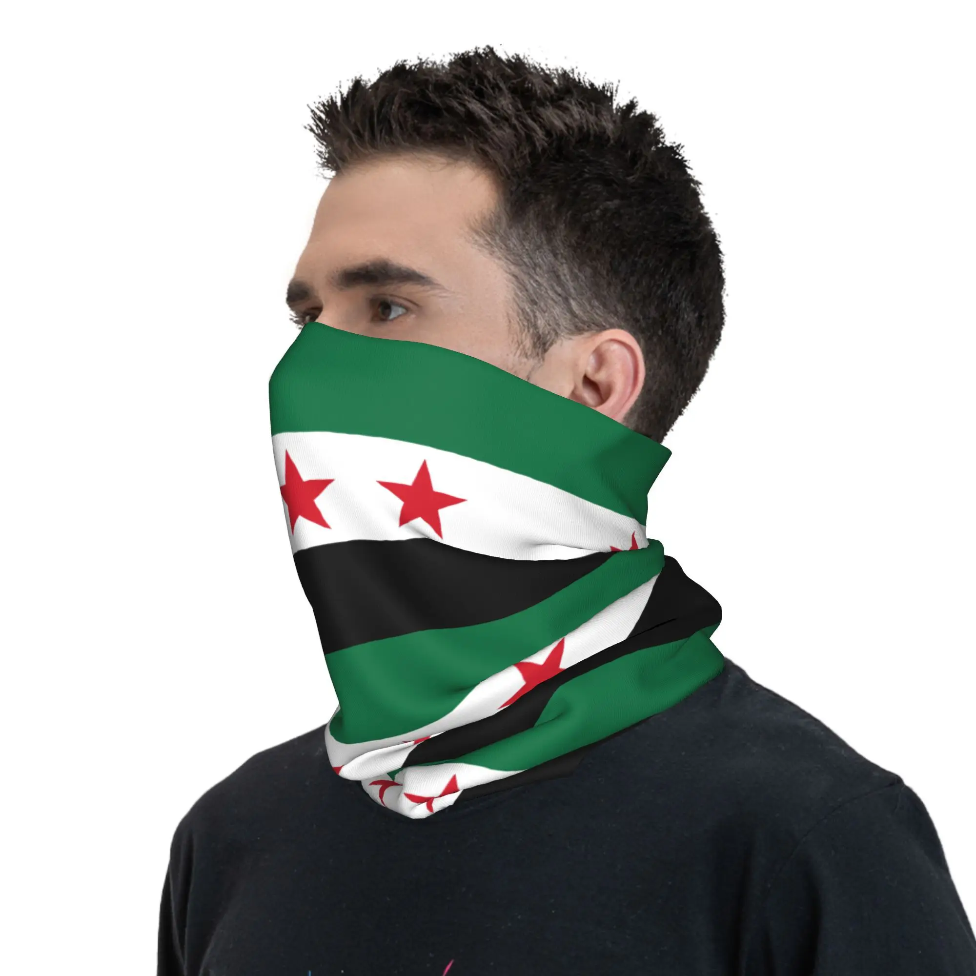 Bandera de Asiria siríaca personalizada, diadema de invierno para el cuello, Siria, mujeres, hombres, esquí, correr, bufanda de tubo, bandera de tres estrellas, Bandana para la cara, polaina