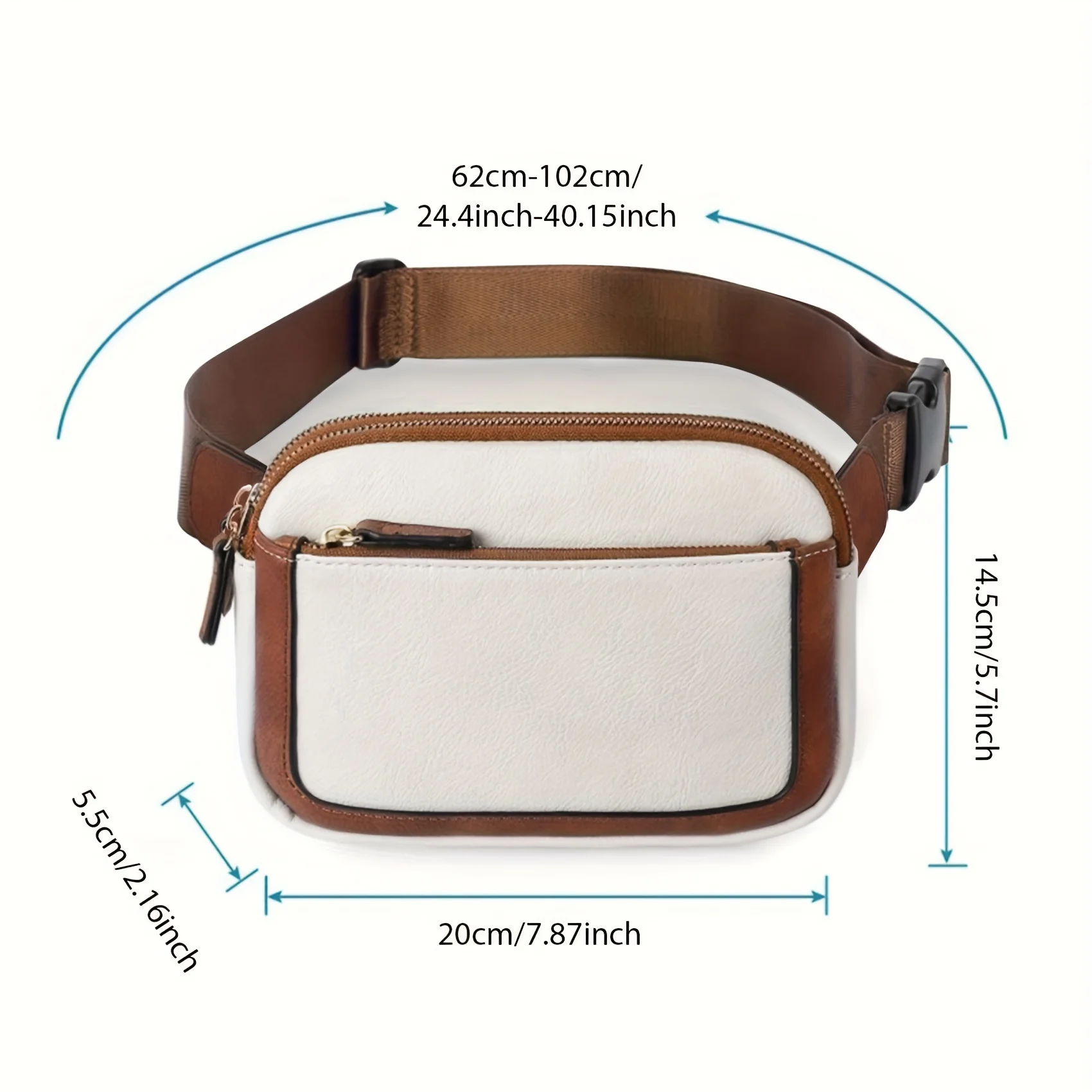 Elegante leve Dacron Crossbody Bag, saco de cintura segura, Versátil, Chic cor sólida com fecho zíper, perfeito para sempre