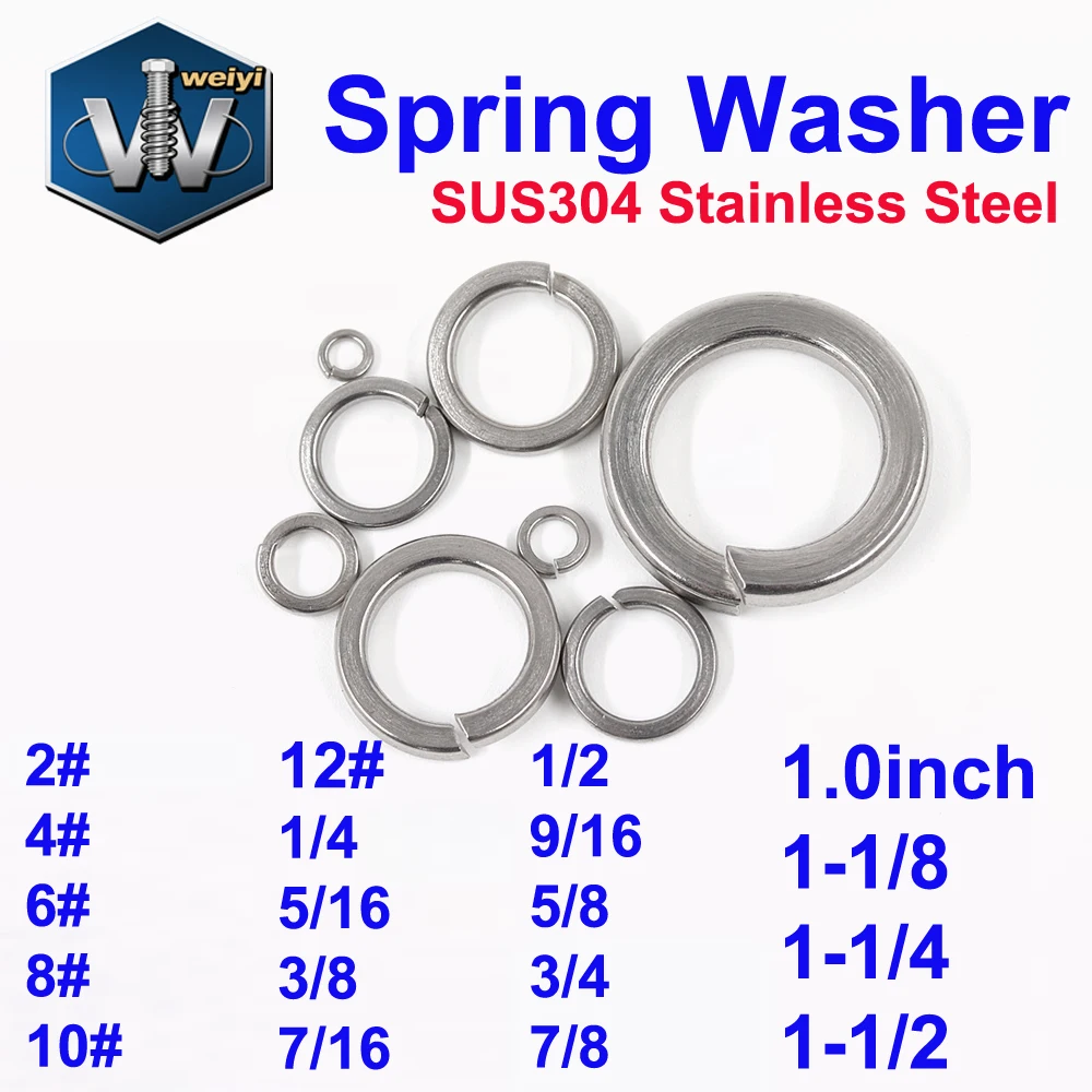 

Weiyi Spring Lock Washers SUS304 A2 Stainless Steel For UNC/UNF/BSW Bolts Screws SAE Standard Elastic Gaskets Rings