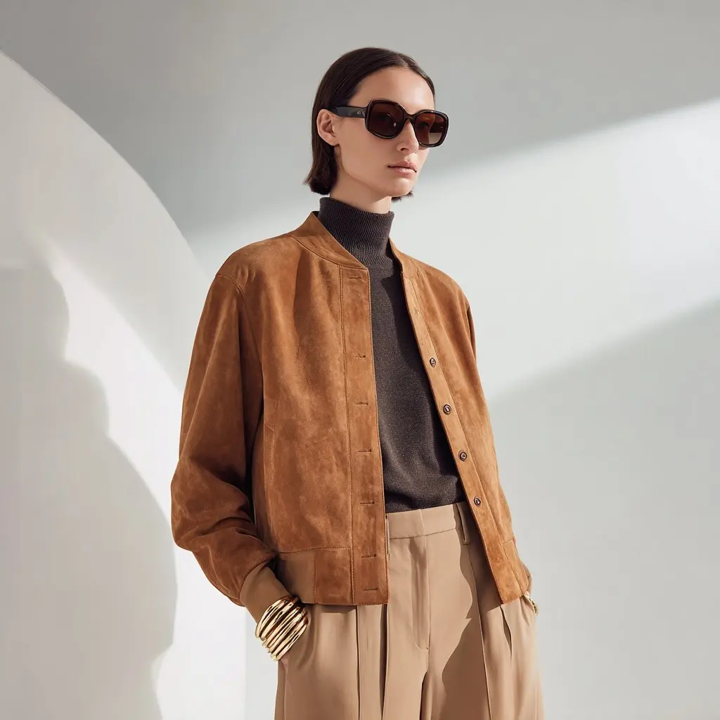 

Casual Style Autumn Winter Jacket Baseball Collar Design No Decoration Women's Topwear Fashionable Outerwear