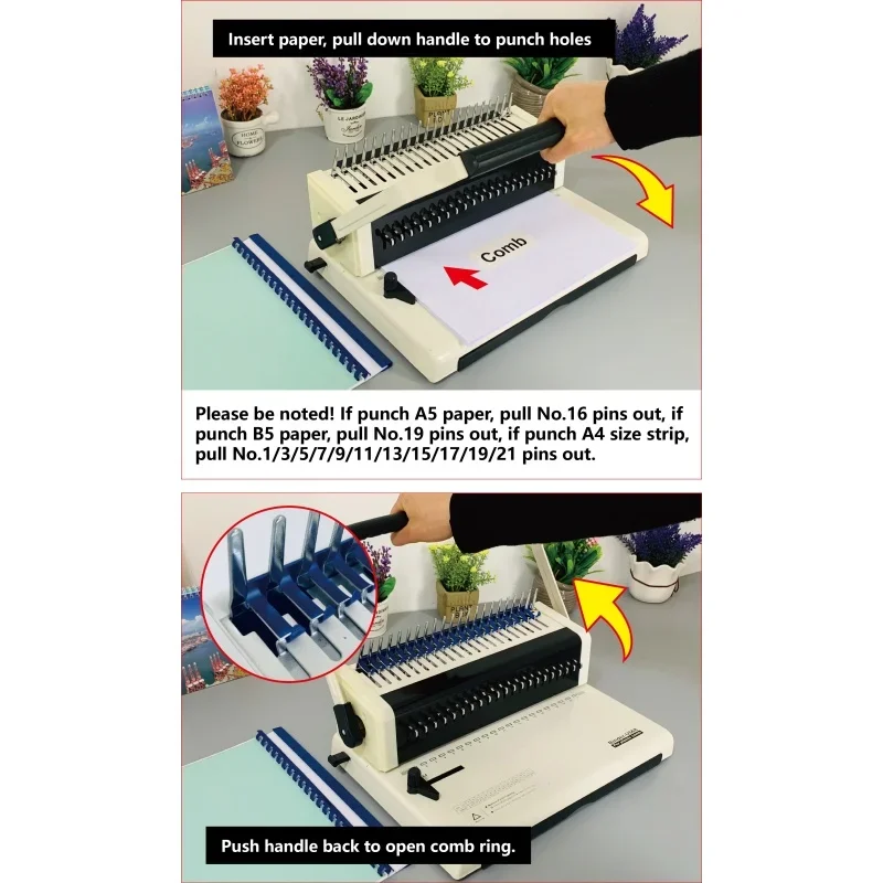 CHENGYUE CYU568 U Handle Design Comb & Pin Binding Machine for A3/A4/A5/A6 Paper Sizes