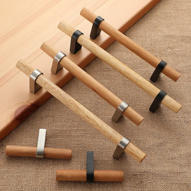 Wood Furniture Handle Cabinet Handles furniture accessory  Drawer Knobs Kitchen Handle Natural for furniture Pulls