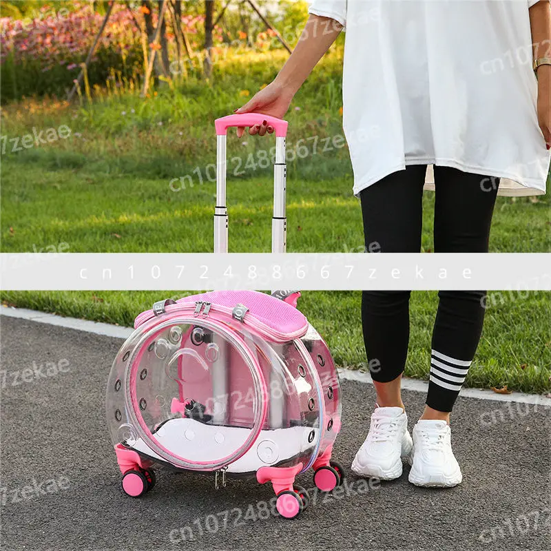 

Портативный чемодан для двух кошек, большой рюкзак для собак, тележка для домашних животных, сумка для кошек, чехол на тележке, большая вместимость