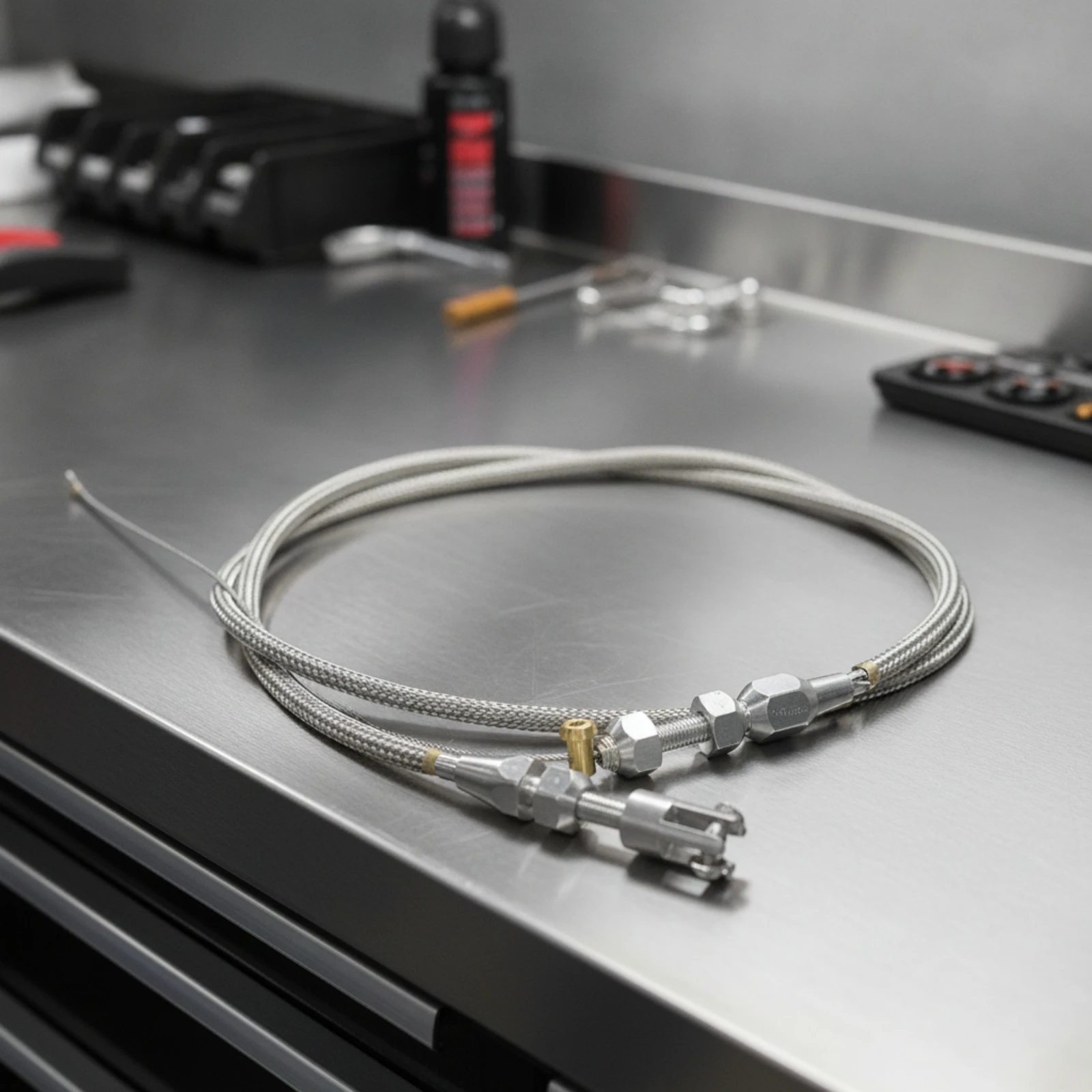 Braided Throttle Cable Flexible Throttle Cable with Clevis Smooth No-Bind for DIY Car Builders, Engine Bay