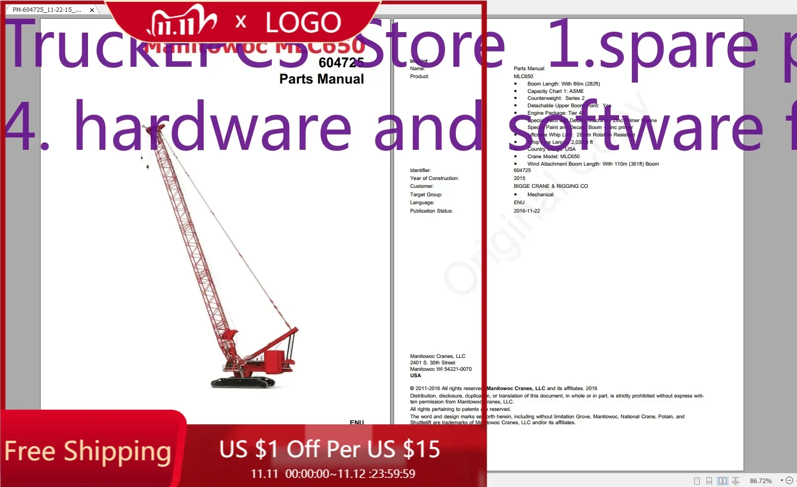 

TruckEPC3 Manitowoc Grove Cranes Все модели Обновлено 2021 [12.2020] Каталог запасных частей PDF DVD