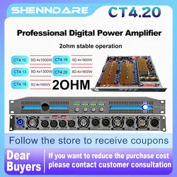 ShennDare CT4.20 2OHM 4x4500W Professional 2OHM Stable Power Amplifier 4X2000W 8OHM Sound Amplifier Subwoofer Speaker Amplifier