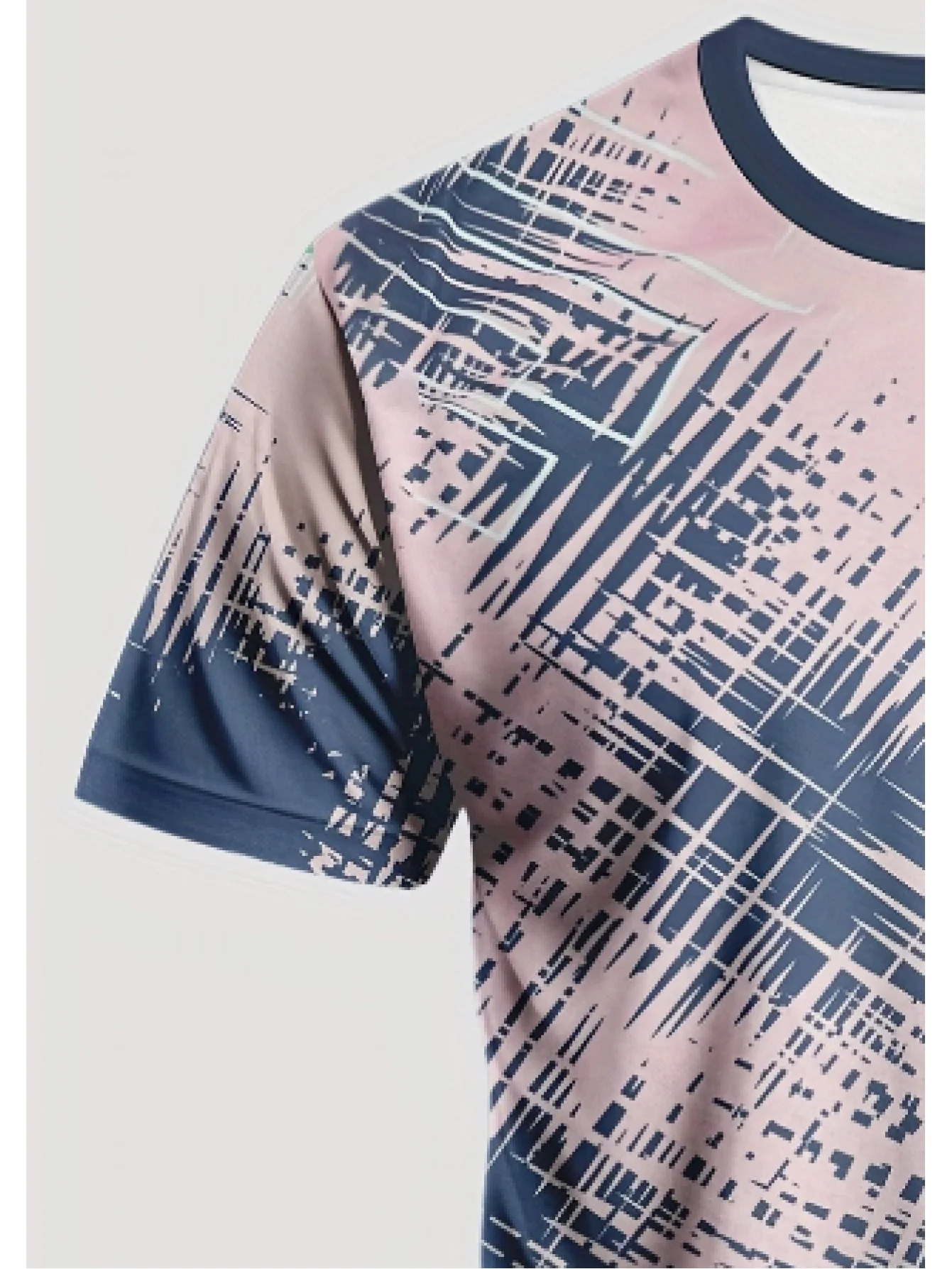 Men Sport Quick Dry T-shirt High Elastic Breathable Mesh Short Sleeve Abstract Print Athletic Running Training Workout Top