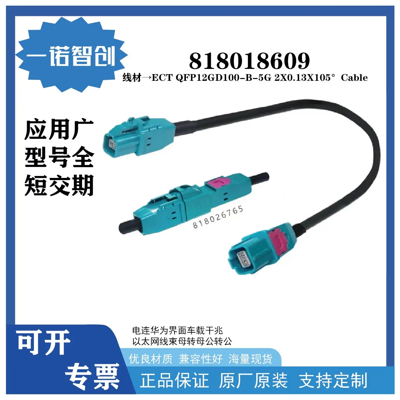 TE Connectivity Female 818018609 Male 818026765 Automotive Ethernet In-Vehicle Test Cable Harness