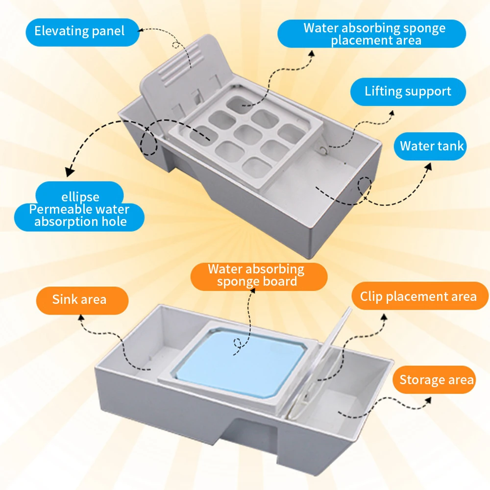 Modelo de calcomanías de agua, caja hidratante con pinzas de calcomanías, modelo de artesanía, herramienta de bricolaje, calcomanía de tobogán de agua, caja operada