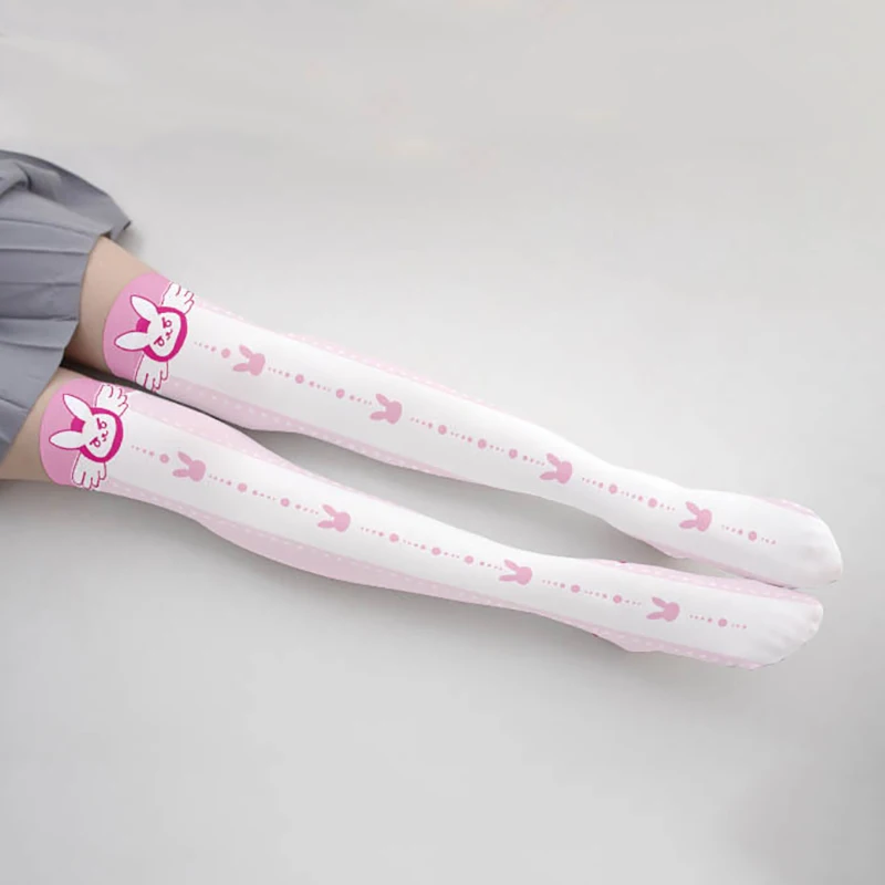 Phim Hoạt Hình Thỏ Lolita Vớ Cho Phụ Nữ Sinh Viên Dễ Thương Màu Hồng Bunny Đùi Cao Nylon Dài Vớ Trên Đầu Gối Vớ Cho Cô Gái